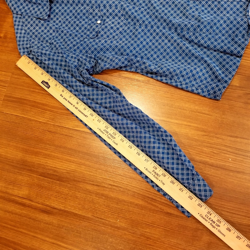 Panhandle Slim Shirt Women's Large Pearl Snap Blue Diamonds Long Sleeve Western - Picture 6 of 6